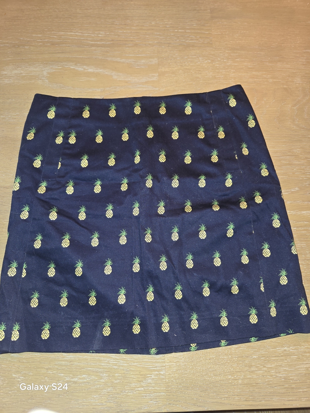 J. Crew Navy Mini Skirt with Yellow Pineapple Print Womens Sz 0